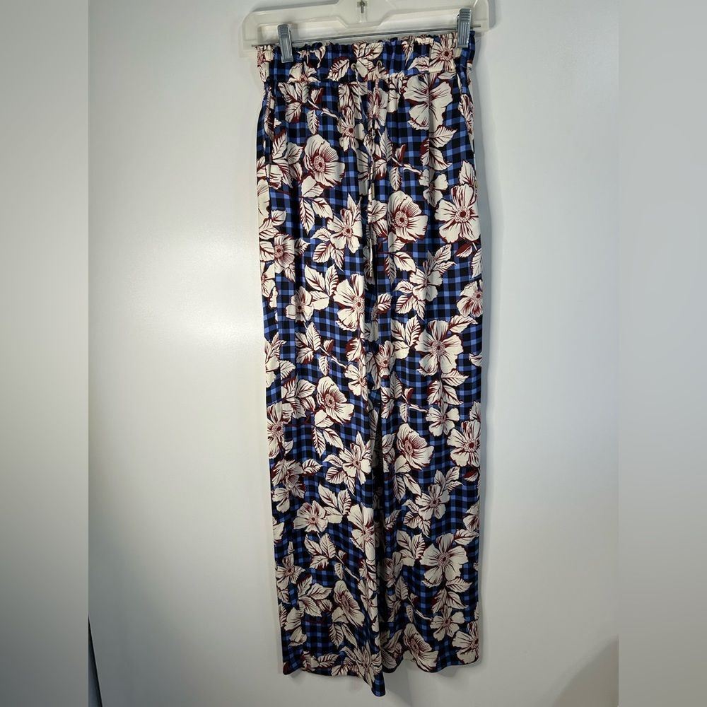 Scotch & Soda Floral Plaid women Pants - Blue and Cream. 
Size XS
